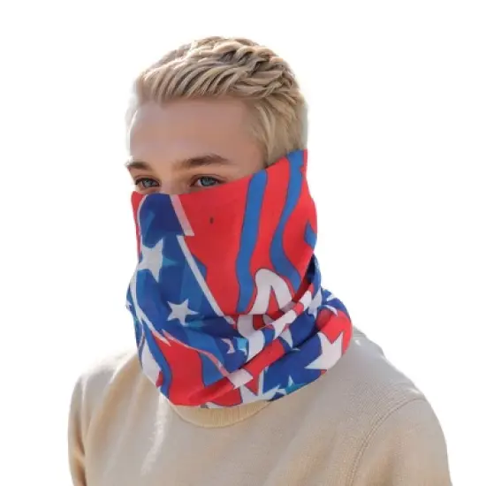 Unique Bargains Sunscreen Stars Pattern Face Scarf Mask Red Blue 1 Pc image {4}