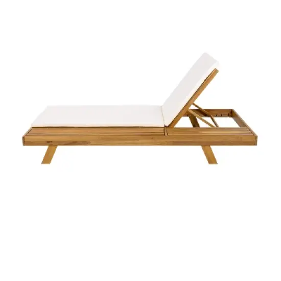 Christopher Knight Home Dara Outdoor Acacia Wood Adjustable Chaise Lounge with Cushion and Flat Storage Surface image {4}