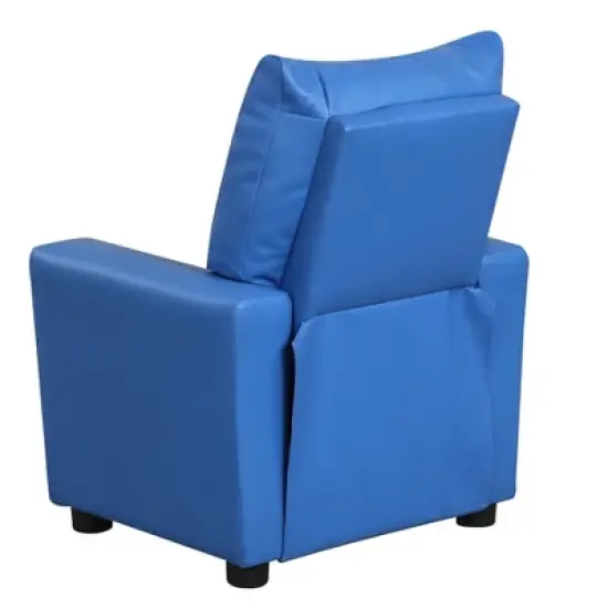 Yinvani Blue PVC Child Recliner Chair with Cup Holder image {1}
