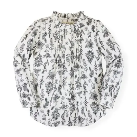 Hope & Henry Girls' Long Sleeve Ruffle Neck Button Down Blouse with Pintucking , Infant image {8}