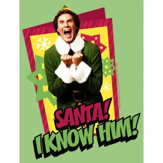 Girl's Elf Santa I Know Him Quote T-Shirt image {1}