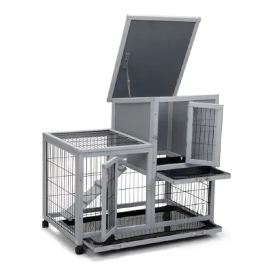 DOMETOUR Detachable Rabbit Hutch with Removable Tray and Rolling Casters image {2}