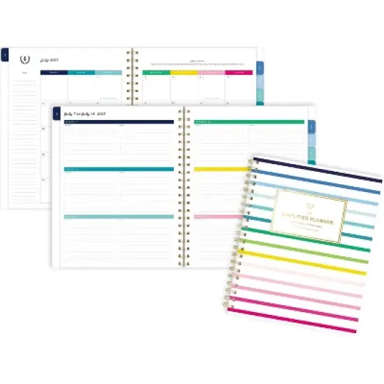 Emily Ley for At-A-Glance 2025-2026 Weekly/Monthly Planner 3/4"x9-3/8"x11" Happy Stripe image {1}