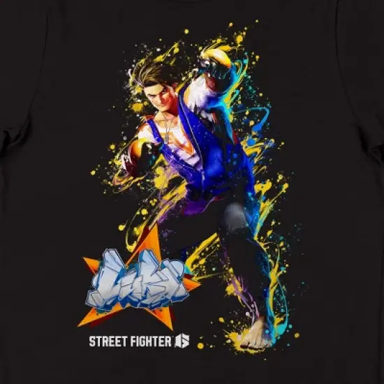 Street Fighter VI Luke Graffiti Name Crew Neck Short Sleeve Black Women's T-shirt image {1}