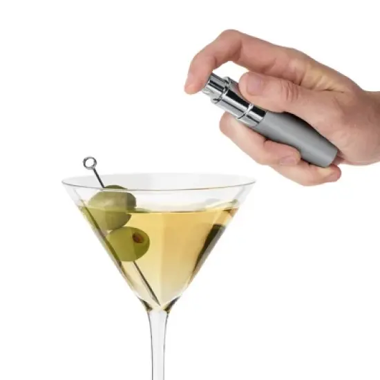 True Martini Atomizer Bar Mister with Refillable Canister and Funnel for Vermouth Spray, Glass Canister with Stainless Steel Case, 15ml Capacity image {7}