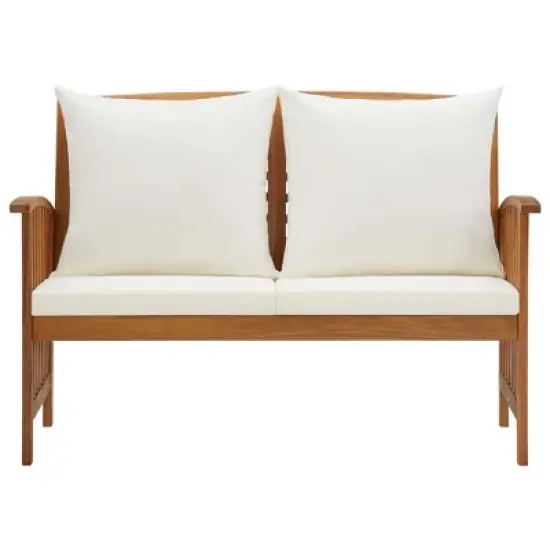 vidaXL Patio Bench with Cushions 46.9" Solid Acacia Wood image {7}