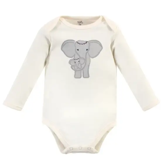 Touched by Nature Baby Girl Organic Cotton Long-Sleeve Bodysuits 5pk, Pink Elephant image {5}