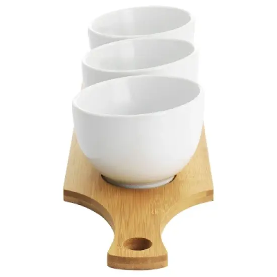 Gibson Elite Gracious Dining 4 Piece Fine Ceramic Tidbit Bowl Set with Base in White image {3}