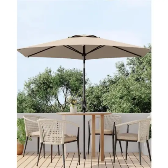 7.5ft Patio Umbrella with Push Button Tilt & Crank - 6-Rib UV Protection Waterproof for Deck/Pool/Backyard image {7}