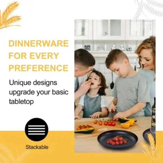 Itopfox Wheat Straw Dinnerware Set, 16PCS Unbreakable Microwave Safe Plates & Bowls for Kitchen & Camping, Eco-Friendly Dishware image {4}