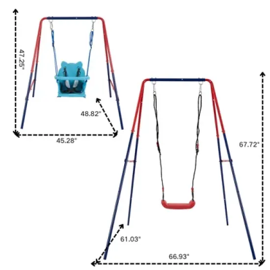 Dexmalle green and blue interesting 2 in 1 baby swing image {8}