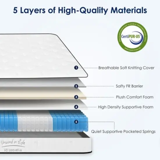 PAGED Hybrid Mattress Queen Size Mattress with Individually Pocketed Innerspring, Medium Firm for Bedroom image {4}