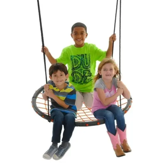 Swinging Monkey Giant 40 Inch Diameter 400 Pound Weight Capacity Spider Web Fabric Outdoor Tree Saucer Swing, Orange image {3}