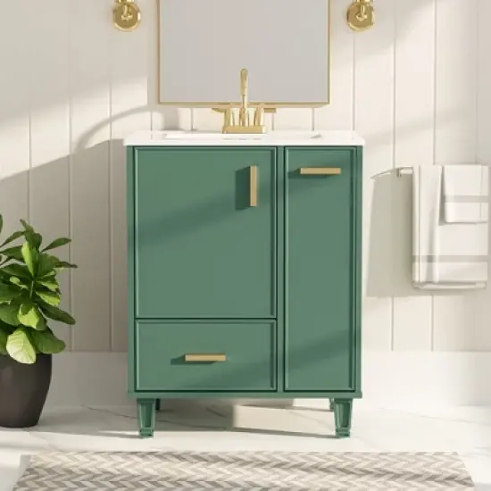 Christopher Knight Home Able 24" Bathroom Vanity with Ceramic Sink, 2-Tier Pull-Out Basket and Deep Drawer image {10}