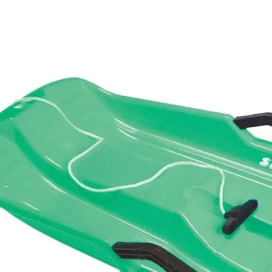 Slippery Racer Downhill Thunder Flexible Kids Toddler Plastic Toboggan Snow Sled with Built In Brake System, Pull Rope, and Handle Grips, Green image {4}