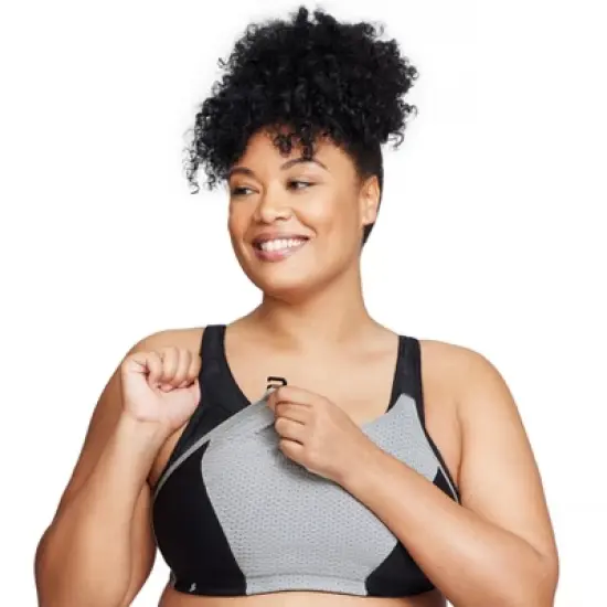 Glamorise Womens Custom Control Sports Wirefree Bra 1166 Black/Grey image {2}