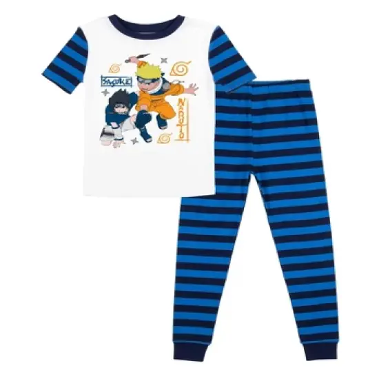 Naruto Classic Characters Youth Blue Striped Short Sleeve Pajama Set image {4}
