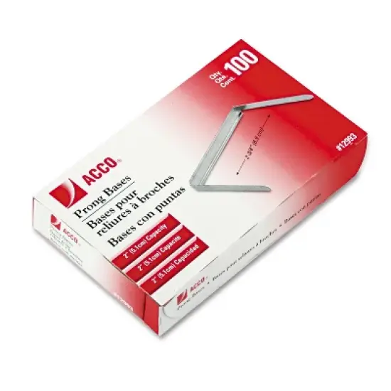 Acco Standard Two-Piece Paper Fasteners 2" Capacity 2 3/4" Center Silver 100/Box 12993 image {3}