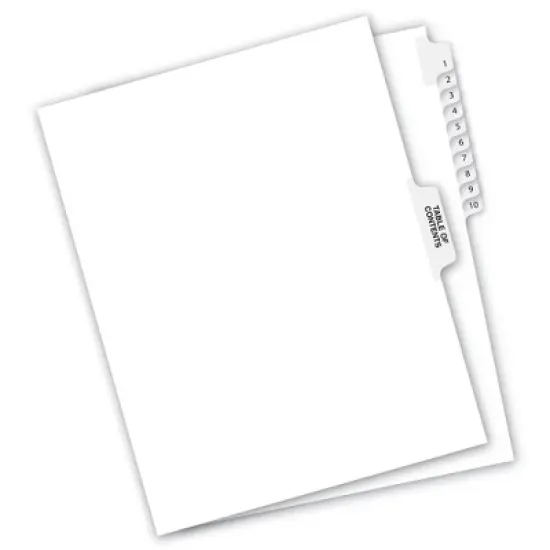 Avery Legal Exhibit Binder Dividers, Preprinted 1-10 and Table of Contents Side Tabs, Unpunched Letter Size, 1 Set Collated, 6 Sets per Pack (11381) image {6}