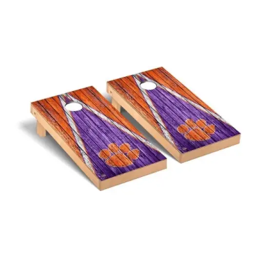 NCAA Clemson Tigers Premium Cornhole Board Triangle Weathered Version image {1}