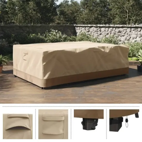 Pure Garden 88" Patio Table Cover Beige image {4}