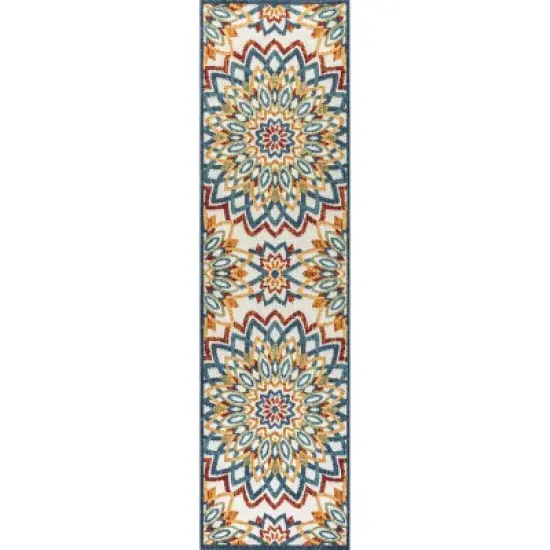 Flora Abstract Bold Mandala High-Low Indoor/Outdoor Area Rug - JONATHAN Y image {1}