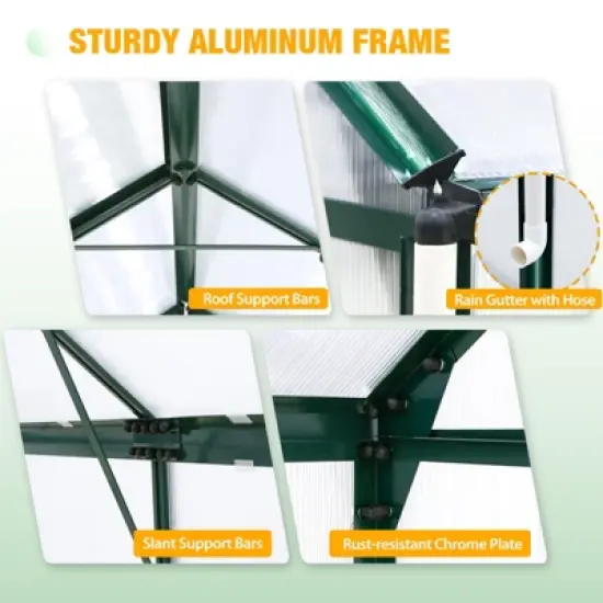 EAGLE PEAK Polycarbonate Aluminum Green House for Backyard Garden image {4}
