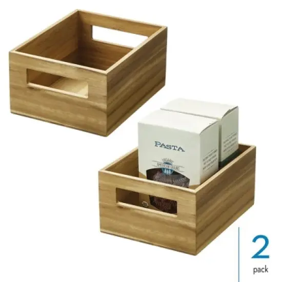 iDesign Acacia Wood Pantry Bin with Handles image {1}
