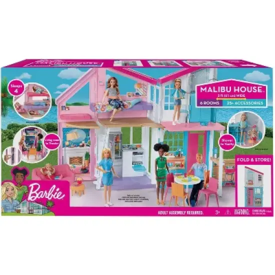 Barbie Malibu House Dollhouse Playset with 25+ Furniture and Accessories (6 Rooms), image {5}