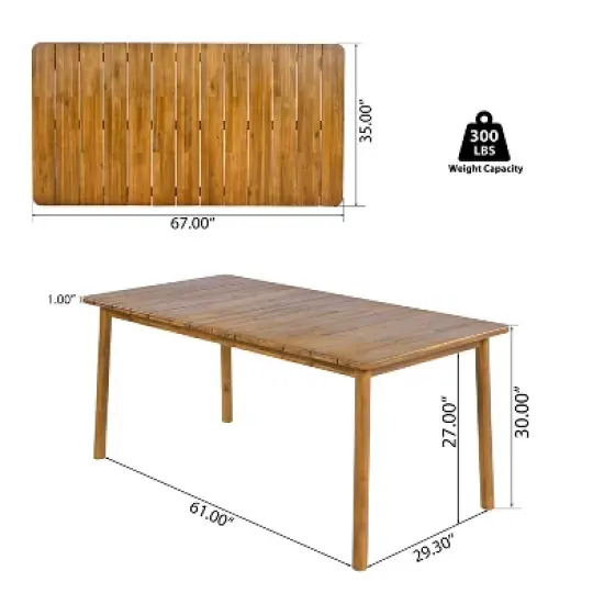 Christopher Knight Home Curtis 7 Piece Patio Rustic Slat Design Acacia Wood and Wicker Dining Set image {3}