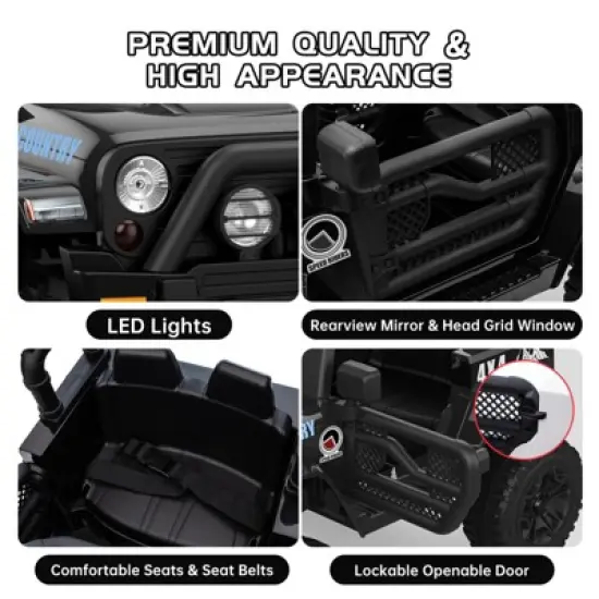 2-Seater Ride On Truck Car, 12V Electric Car for Kids Battery Powered Car w/Parent Remote Control, Safety Belt, Mp3 Player, Led Lights image {2}