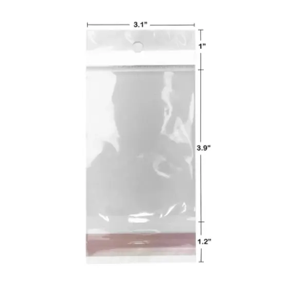 UOFFICE Pack of 1,000 Clear Resealable Cellophane Bags 3.1" x 3.9" with Hanging Header image {2}