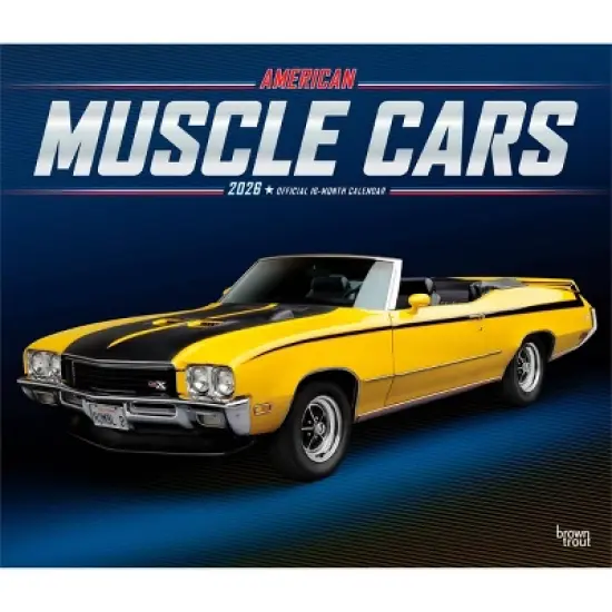 BrownTrout American Muscle Cars 2026 14"x24" Hanging Deluxe Wall Calendar Plastic-Free image {9}