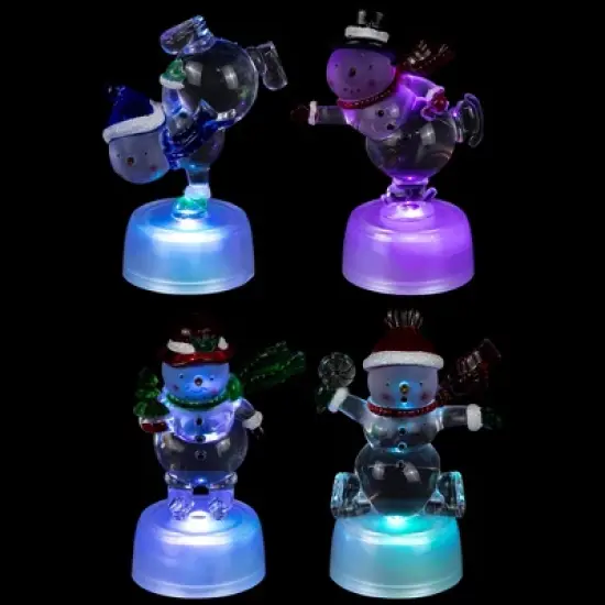 Northlight LED Lighted Color Changing Snowmen Acrylic Christmas Decorations - 4.25" - Set of 4 image {4}