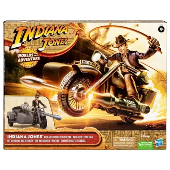 Hasbro Indiana Jones Worlds of Adventure Action Figure with Motorcycle and Sidecar image {1}