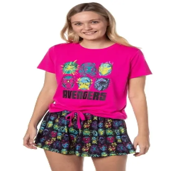 Marvel Womens' The Avengers Characters Hulk Sleep Pajama Set Shorts Multicolored image {5}