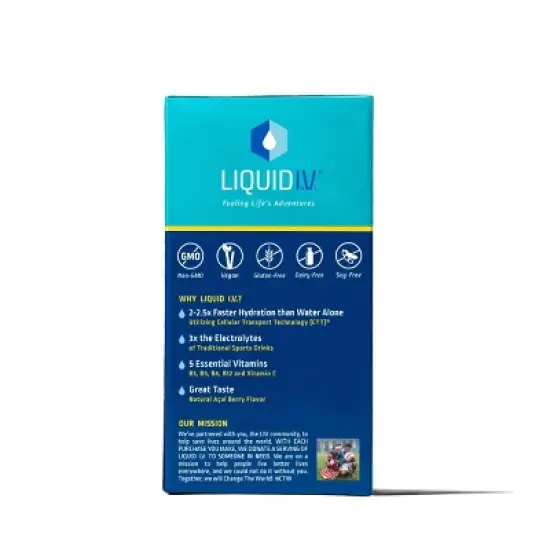 Liquid I.V. Hydration Multiplier Vegan Powder Electrolyte Supplements - Lemon Lime - 0.56oz each/10ct image {2}