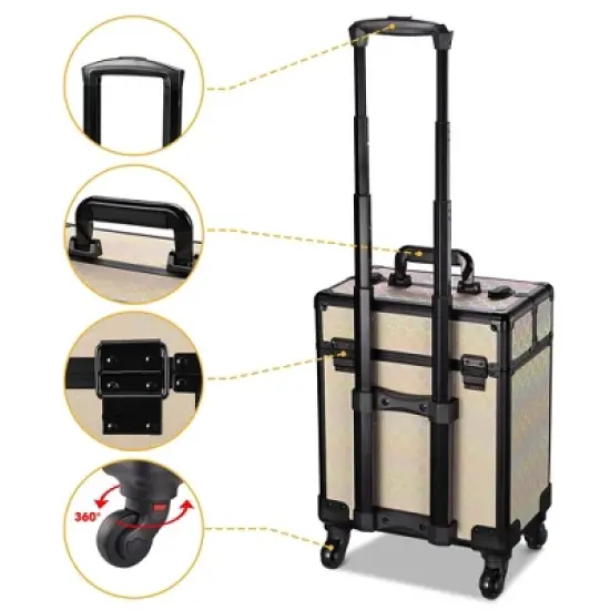 Byootique Rolling Makeup Train Case Cosmetic Trolley Organizer image {3}