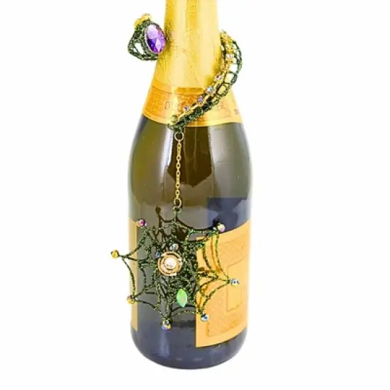 Halloween 8.0 Inch Spider Web Bottle Charm Halloween Accessory , Bling Halloween Decor Wine  Oil Champagne (1PC) image {1}