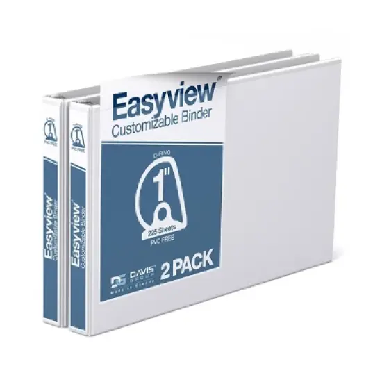 Easyview 2pk 1" Premium Angled D-Ring Binders 11x17" White: Hard Cover, Polypropylene, 225 Sheet Capacity, 2 Pockets image {8}
