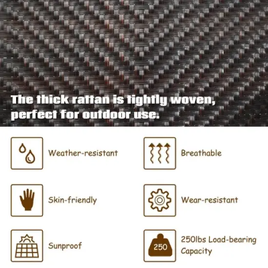 Costway 2PCS Patio Rattan Folding Lounge Chair Recliner Back Adjustable Beach Yard Pool image {7}