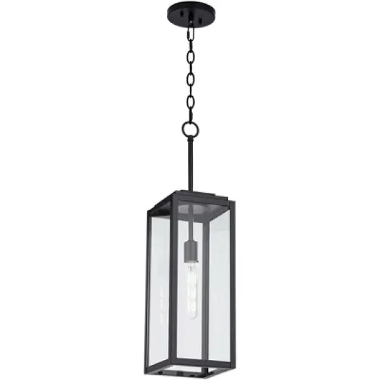 John Timberland Modern Outdoor Hanging Light Fixture Mystic Black 27 1/4" Clear Glass Panel for Exterior Barn Deck House Porch Patio Outside Garage image {5}