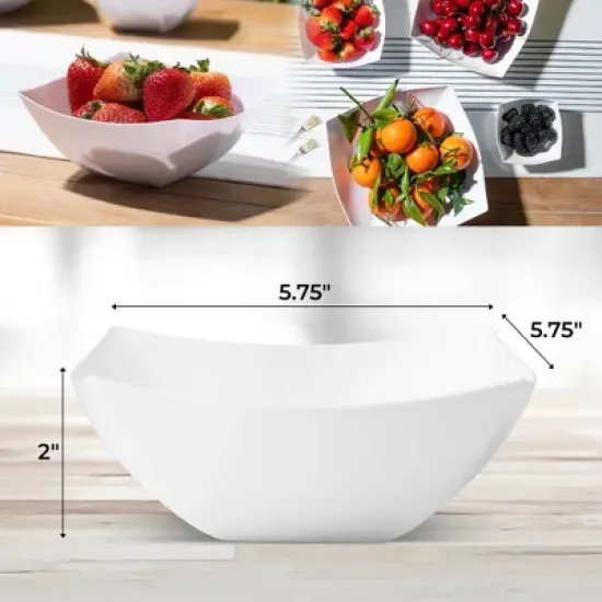 Posh Setting Square Fancy White Serving Bowl - 16 oz. - 4 Pack image {3}