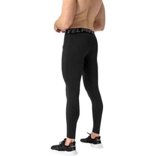 Anna-Kaci Active Men's Full Length Compression Leggings with Wide Waistband and Moisture-Wicking Stretch Fabric image {4}