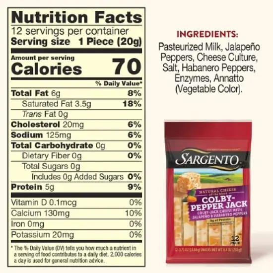 Sargento Natural Colby-Pepper Jack Cheese Sticks - 8.4oz/12ct image {3}