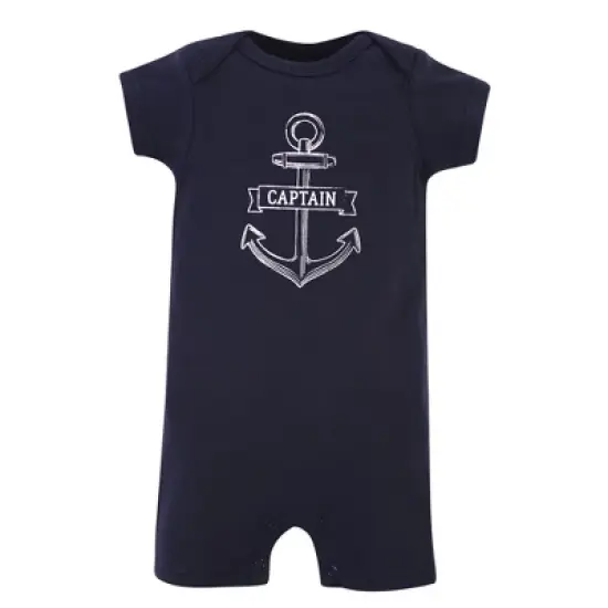 Hudson Baby Infant Boy Cotton Rompers 3pk, Captain image {1}
