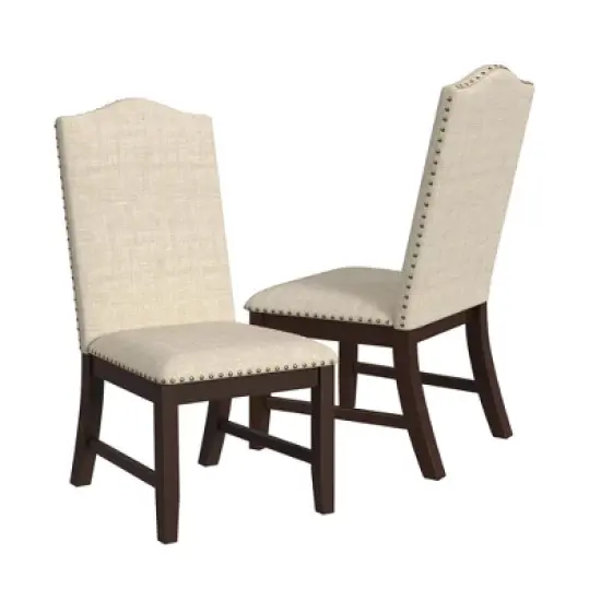 HomePop Set of 2 Scalloped Back Dining Chairs Beige: Upholstered, Plywood Frame, Spot Clean, Polyester image {6}