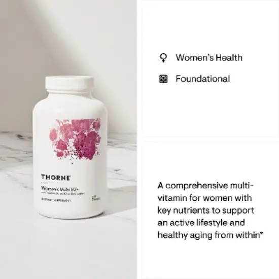 THORNE Women's Multi 50+ - Daily Multivitamin with Vitamins A, B6, B12, C, Zinc & More - Support Heart, Brain, Bone & Immune Health* - 180 Capsules image {4}