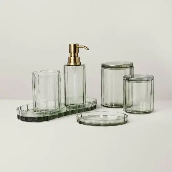 Fluted Glass Soap Dish Light Green - Hearth & Hand&trade; with Magnolia image {2}