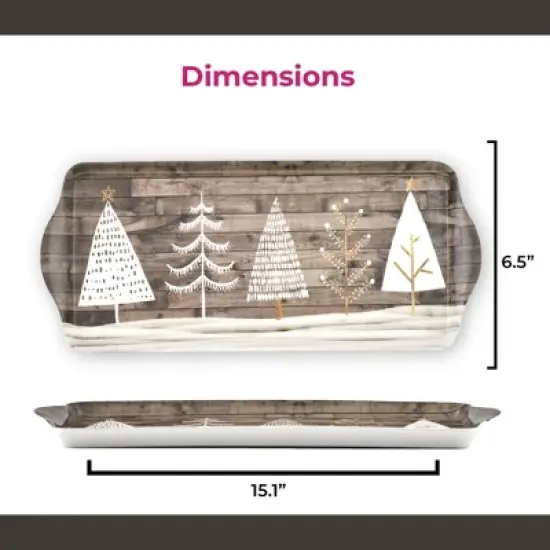 Pimpernel Wooden White Christmas Sandwich Tray (15" x 6.5") - Melamine Serving Platter with Rustic Wood Effect - Dishwasher Safe Serving Tray image {6}